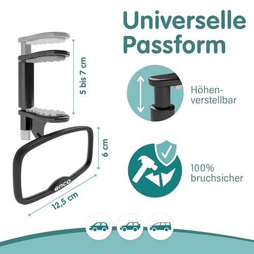 Onco Baby Autospiegel für vorwärtsgerichtete Kindersitze - Clip-on, Stabil – Ansicht 5