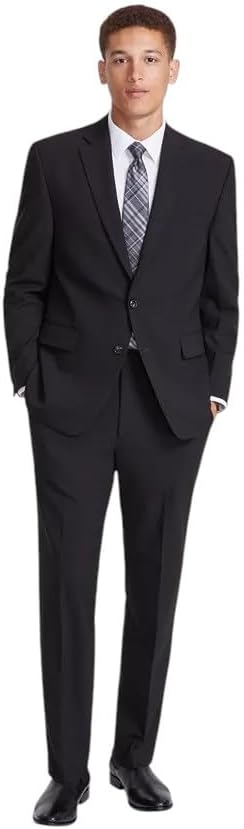 Perry Ellis Portfolio Mens Modern fit 2 Piece Suit 46 R / 39 Waist Black Stretch