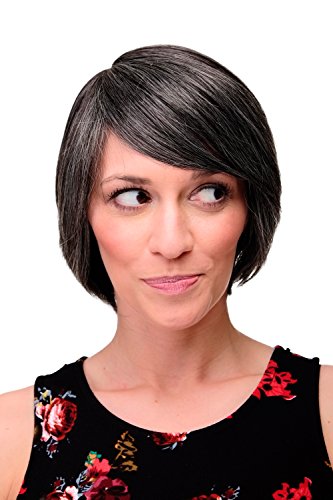 WIG ME UP 6082-44 Lady Quality Wig Cosplay short long bob page side parting (of very long fringe) dark grey