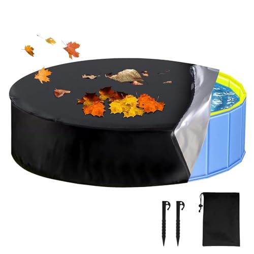 Oiieco Round Pool Cover Thick Swimming Pool Cover with Drawstring for Easy Setup Dustproof Waterproof Outdoor Pool Protector Compatible with All Round Above Ground (80 X 20 cm)