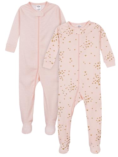 Image of Gerber Baby Girls’ 2-Pack Footed Pajamas