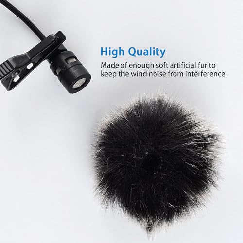 LucyStudio Mikrofon Windschutz 2 Stück Mikrofon Windshield 0,5cm Lavalier-Mikrofon Pelzig Wind-Filter Fellwindschutz