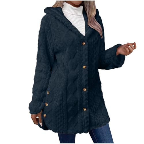 Women Fuzzy Fleece Sherpa Hooded Winter Coat