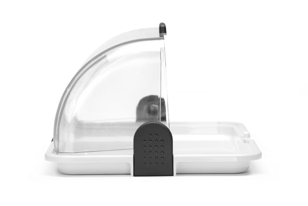 HENDI Vitrine de présentation à couvercle coulissant roll-top, Simple | Base en PP, couvercle transparent en PS, ouverture des deux côtés, compatible lave-vaisselle, 465x315x(H)195mm
