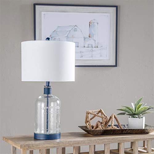 Crestview Collection Woodburn Metal & Glass 26.5" H Table Lamp In Clear & Blue #TOP2
