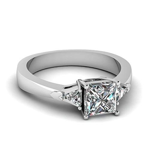 Bague de fiançailles princesse en argent sterling et pierres trillons