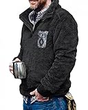 Herren Aztec Fleece Pullover Fuzzy Sherpa Fleecejacke Button down Sweatshirt Warm Vintage...