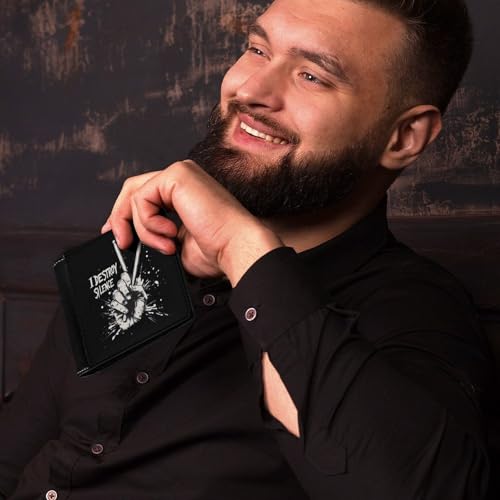 Drummer Drumsticks Drum Drumming Lovers Leather Wallets for Men Slim Bifold Purse Clutch with 6 Credit Card Pockets4