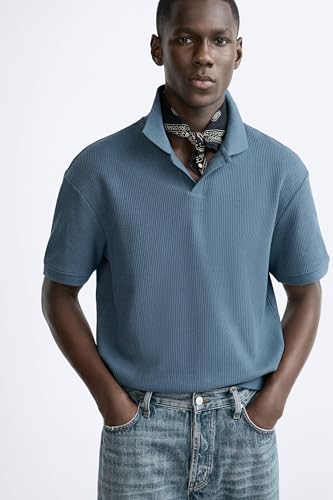 Image of Alan Jones Clothing Men's Textured Polo T-Shirt | Classic Short Sleeve Polo for Casual Wear