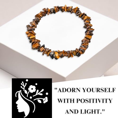 Image of Certified Tiger Eye Bracelet for Women Men with Healing Crystal and Reiki Stone - Beautiful Gemstone Beaded Bracelet for Balance, Harmony & Positive Energy (Chips Stone Beads)