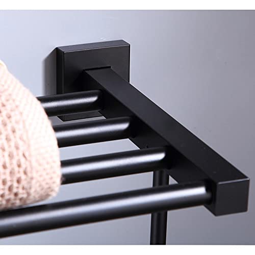 Étagère serviette pliante noire 40cm pour optimiser l'espace mural de douche - 5
