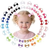 YWAOAIJD 40pcs baby hair ties with Bows Elastic Ponytail Holders Small Hair Accessories for Kids Toddlers Infants. (Mixed color 1)