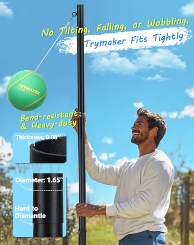 Trymaker Tetherball Set, Tether Balls and Rope Set with Pole 10.43ft Height Heavy Duty, Tetherball Equipment Kit for Backyard Outdoors Kids and Adult (No Base Included)