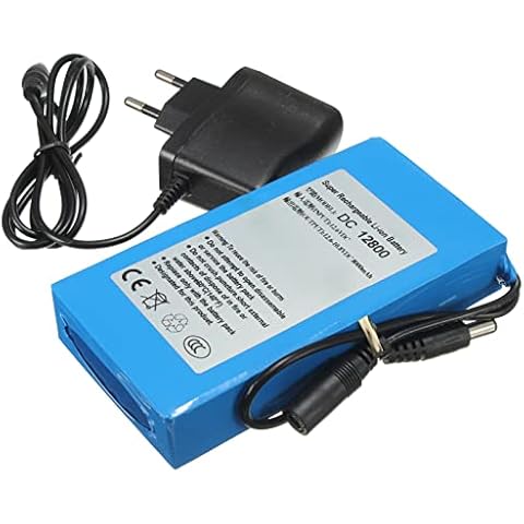 FREEDOH Lithium Polymer Li-ion Battery Pack DC 12V 8000mAh Rechargeable Lithium Battery With Charger + Switch Button Fit for Cameras Power Tools Electric Toys LED Strips, etc Cover