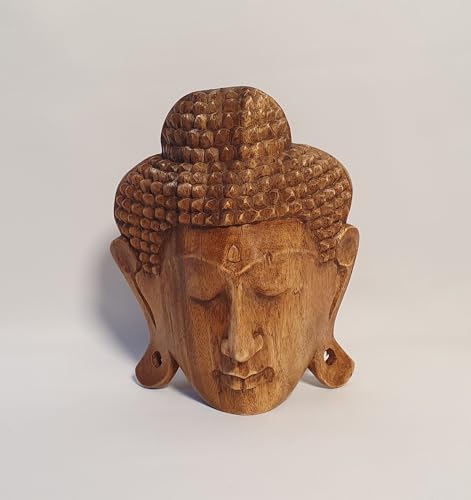 Máscara de Buda de madera de 21 cm como regalo original de meditación 4