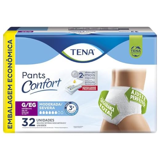 Tena Pants Confort, Roupa Íntima para Incontinência Urinária, G/EG - 32 unidades