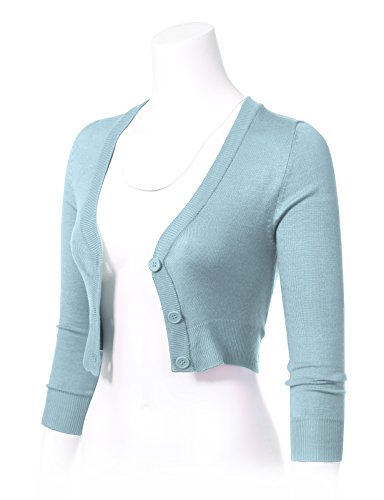 Image of Allsense Women's Cropped Bolero Shrug Cardigan | 3 /4 Sleeve, Button Down, Lightweight Knit Sweater