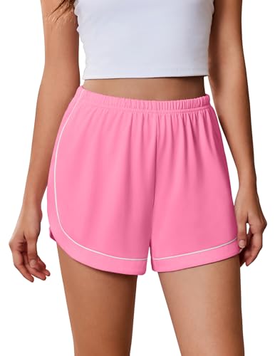 Image of Ekouaer Pajama Shorts Women Soft Sleep Shorts Casual Lounge Shorts Cute High Waist Pajama Bottom Comfy Split Side Pj Bottom