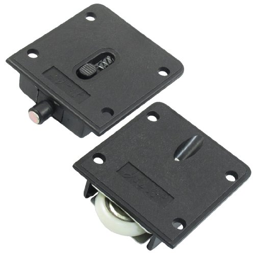 Aexit Black Plastic Cabinet Hardware Plate 25mm Diameter Wheel Home Wardrobe Sliding Door Drawer Slides Roller Set