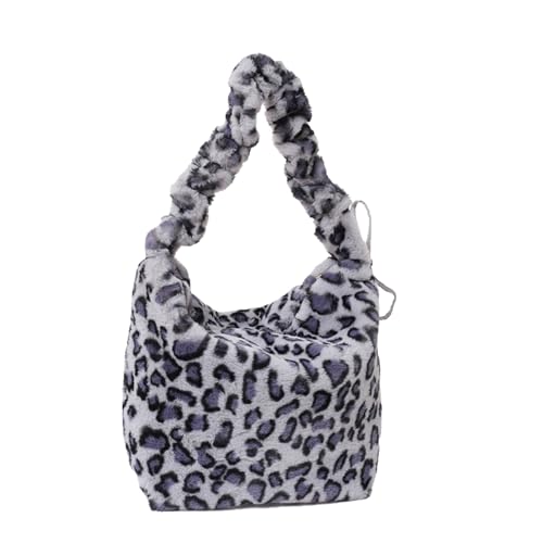 Soft Plush Shoulder Bag for Women Leopard Zebra Print Handbag Cute Fuzzy Crossbody Bag Furry Top Handle Bag