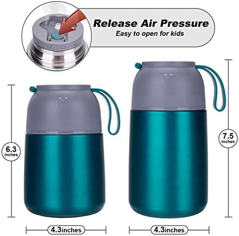 Wdmiya Food Flasks 500ml &700ml Insulated Food Container Lunch Box for Kids Adults, Hot Food Soup Flask with Foldable Spoon&Fork, Leakproof
