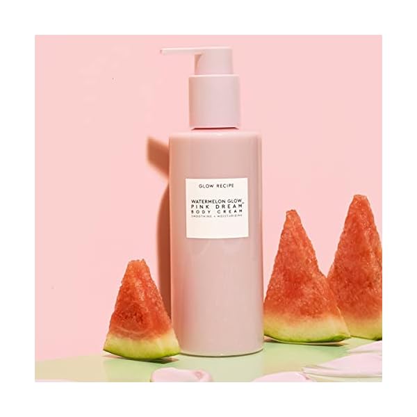 Glow Recipe Watermelon Glow Pink Dream Body Cream - Hyaluronic Acid for Skin Barrier Repair - Non Greasy Body Cream Brightening Moisturizer with Watermelon Seed Butter + AHA's (8.4oz)