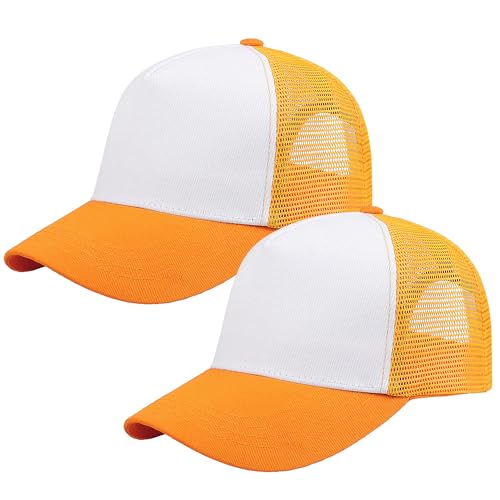 Image of Falari 5-Panel Mesh Baseball Cap, Trucker Hat, Structured Plain Design, Cotton, Adjustable Size