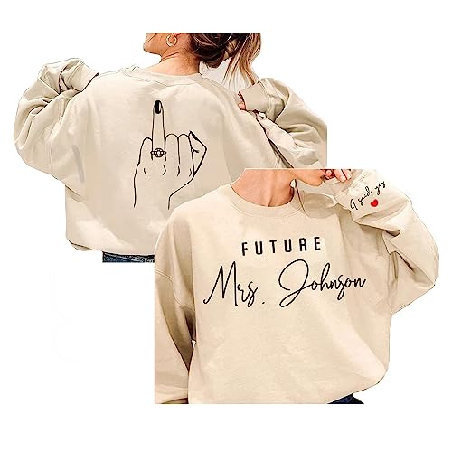 GodLover Personalized Future Mrs Sweatshirt - Cool Engagement Outfits, I Said Yes, Bridal Shower Gift, Newly Engaged, Wedding Gift 2024 Black