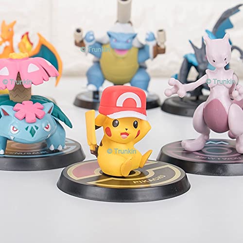 Image of Trunkin|Mewtwo,Venusaur,Blastoise (Set B) 6Pcs (Multicolor) Figure|Figurine With Stand,Action Figure