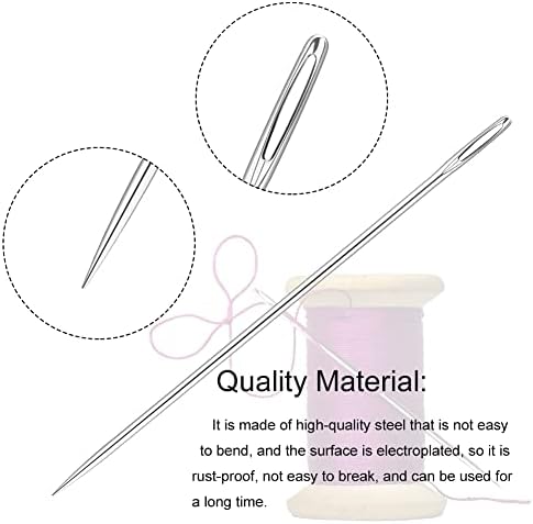 60 Pcs Sewing Needles, 6 Size Big Eye Hand Sewing Needles, Embroidery Needles with 2 Thimble, 2 Threader and 2 Needle Bottle, Stitching Needles for All Kinds of Hand Sewing Projects