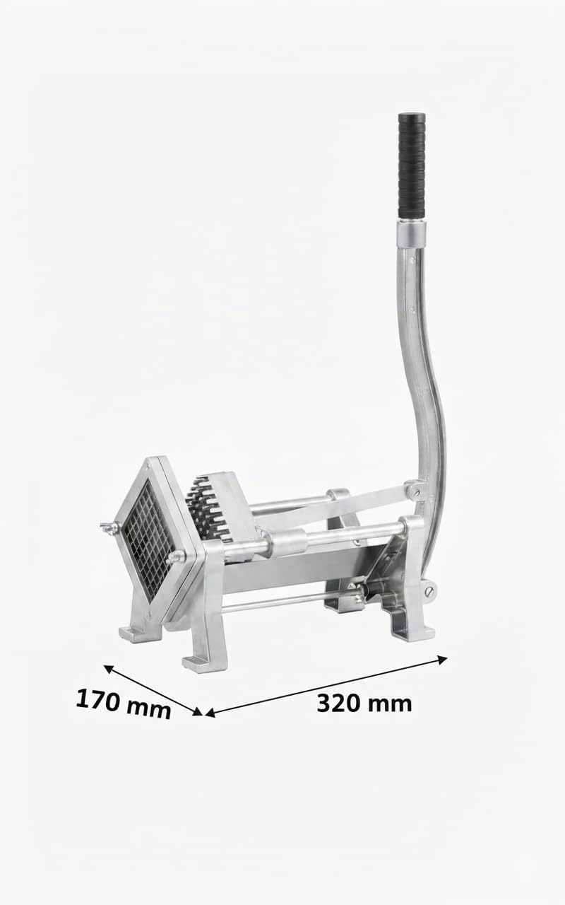 Cortador de Patatas y Verduras Manual Profesional para Hostelería, Montaje en Mesa o Pared, Cortapatatas con 4 Cuchillas Intercambiable, Aluminio Fundido – Uso Intensivo