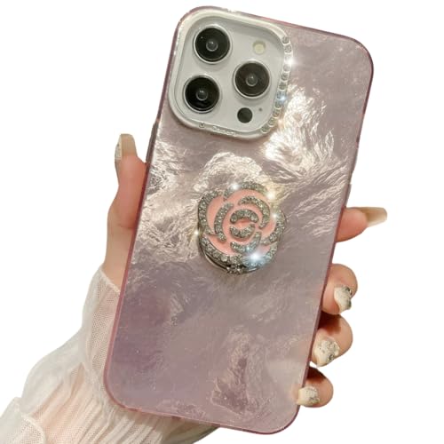 Image of PEEPERLY Back Cover Case for iPhone 15 Scratch Resistant Anti-Slip TPU Shockproof Protective Durable Gilded Rose Case(Pink)