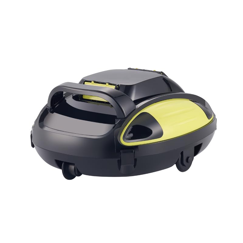 Swimming Pool Robotic Cleaner, Automatic Vacuum for In-Ground and Above-Ground Pools, Black and Yellow, Cordless
