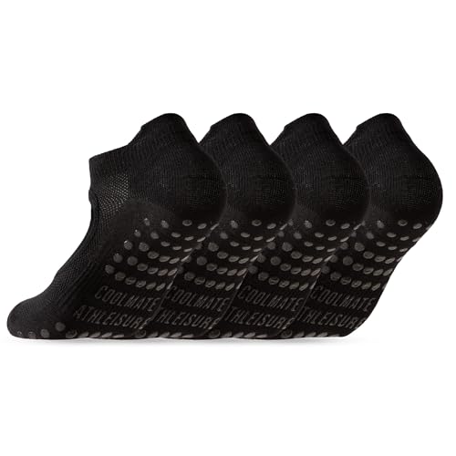CoolMate Pilates Socks, Non Slip Sticky Grip Yoga Socks for Women, 4 Pairs