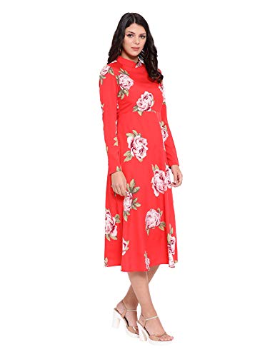 Image of oxolloxo Women's Polyester Long Sleeve Animal Print Knee-Length Dress