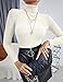 Ekouaer Women's Turtleneck Shirts Ribbed Pullover Sweater Long Sleeves Tops Midweight Thermal Undershirts Blouse Beige M