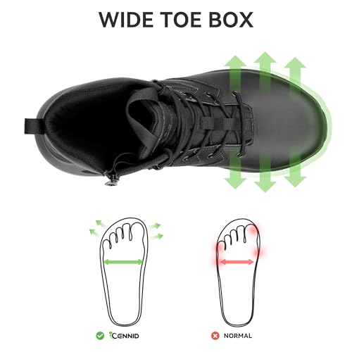 Men's Wide Waterproof Tactical Work Boots Side Zipper Military Orthopedic Boots Lightweight Motorcycle Combat Hiking Boots with Sand-proof Tongue4