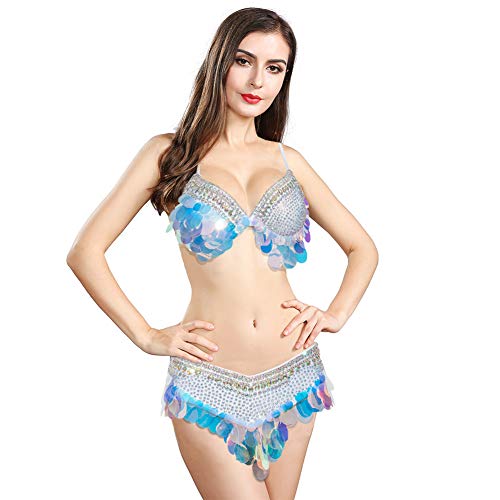 Costume de danse du ventre à strass et sequins scintillants
