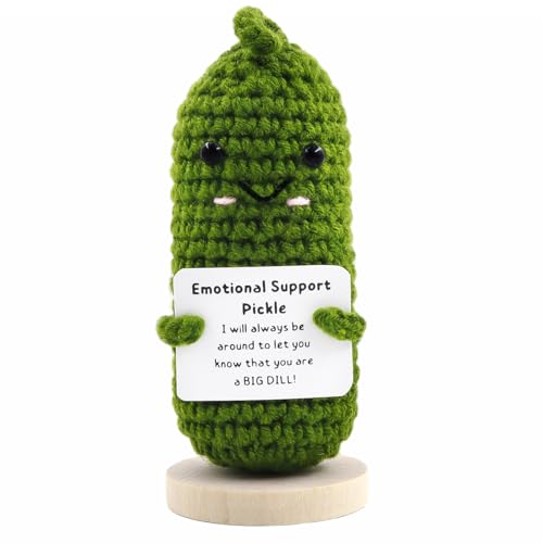 Meanju Positive Kartoffel Gurken Kuscheltier, Pocket Hug Emotional Support Pickles Gurke Glücksbringer Mutmacher Geschenk Positive Handgestrickt Beste Geburtstagsgeschenk für Freundin