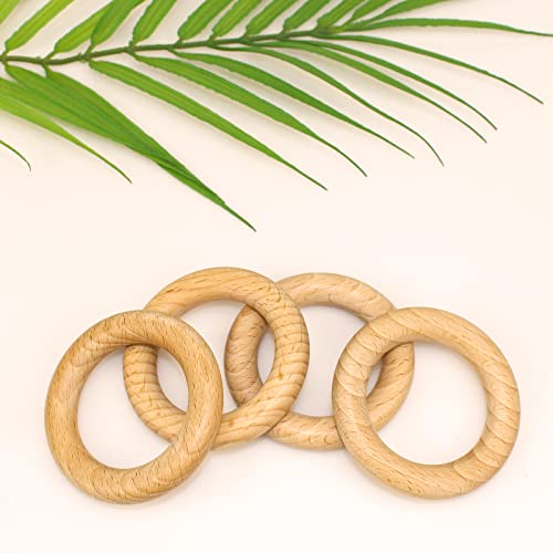RUBY 8 Stück Natürlicher Hölzerner Beißring, Hölzerne Beißringe, Hölzernes Baby-Kauspielzeug, Hölzerne Ringe für Kunsthandwerk, Basteln, Werkzeuge Usw. (Ø 70mm) – Bild 3