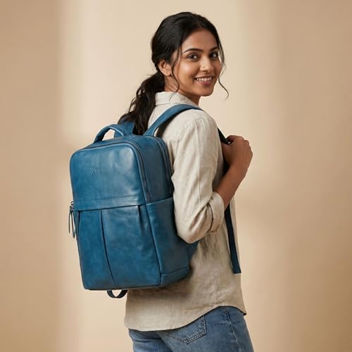 Image of VISMIINTREND Leather Laptop Backpack Bag for Men & Women | Casual, Office, College, Travel, Airport, Weekender Bag | Fits upto 15.6 Inch Laptop, Macbook | Durable | Birthday, Rakhi Gifts