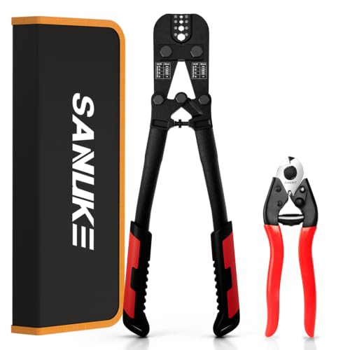 Sanuke Wire Rope Crimping Tool with Cutter 3/64 to 1/8 Swaging Tool
