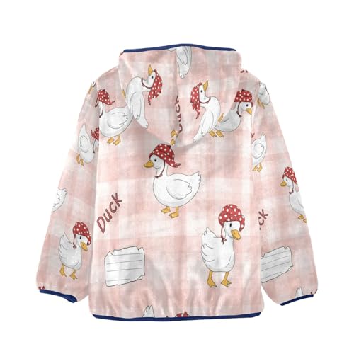 Duck Pattern with Hats Toddler Fleece Jacket Girl Boys Hooded Fleece Jacket Coat Warm Outwear Zip-up 3-10T2
