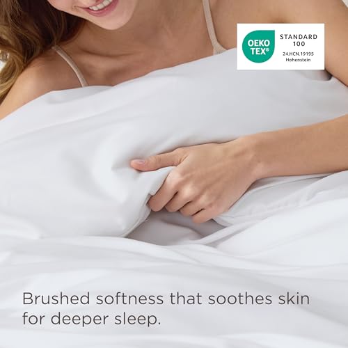 Image of Bedsure Duvet Cover Oversized King Size - Only Includes 1 Duvet Cover (120 inchx98 inch), Hotel Luxury Soft Double Brushed All Season Bedding, Zipper Closure, White (No Comforter, No Pillow Shams)