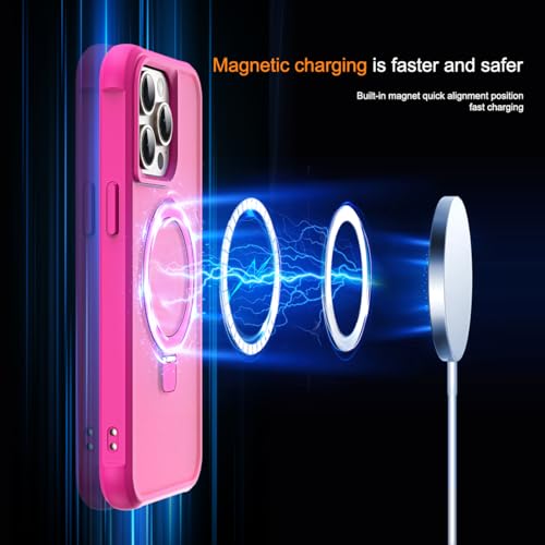 SKYLMW Compatible with iPhone 12 Pro Max Case & iPhone 13 Pro Max Case with Invisible Magnetic O-Ring Stand Translucent Phone Cases 6.7" [Compatible with Mag-Safe][Great Grip Feeling], Rose by SKYLMW - Used condition - Image 3