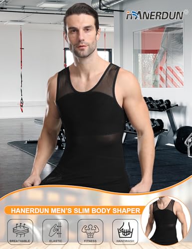 HANERDUN Mens Compression Shirt Slimming Body Shaper Vest Workout Tank Tops Abs Abdomen Undershirts2