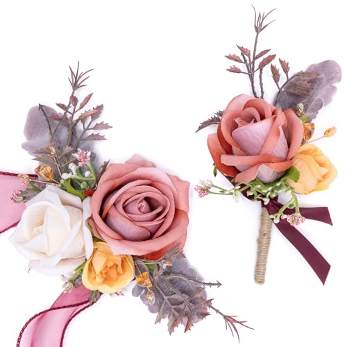 Fnize Orange Pink Corsage Set