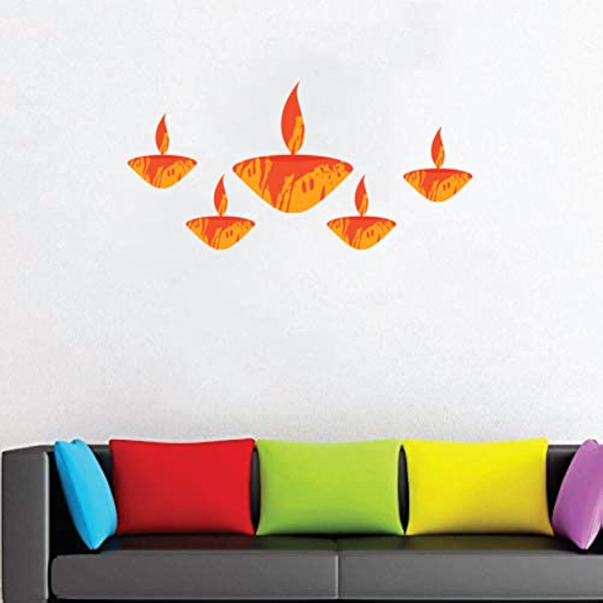 Diwali Deepam Wall Sticker for Home Decor, 80 x 40 Cms