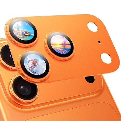 MAGIC JOHN 2 Pack Camera Lens Protector for iPhone 17 Pro Max, Full Coverage, Metal Aluminum Alloy Camera Lens Film, HD Clear, Scratch Resistant, Case-Friendly, Orange