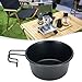 Non- Camping Bowl with Handle, 304 Stainless Steel Outdoor Cookware Cooking Bowl with Measuring Scales, Ergonomic Grip and Hangable Design,(360 Black)